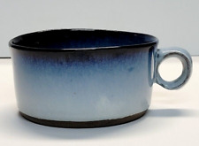Peter Pots Pottery Two-Tone Blue Soup Bowl Chowder Cup w/ Ring Handle Abstract, used for sale  Shipping to South Africa