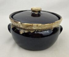 Usado, Caçarola de cerâmica vintage marrom com tampa e alças assinada EUA comprar usado  Enviando para Brazil