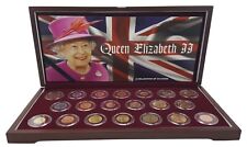 Queen Elizabeth II - 20 monedas de retrato caja de madera juego segunda mano  Embacar hacia Argentina