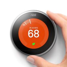 Google Nest 3rd Generation Learning Thermostat: T3007ES Stainless Steel w/Base for sale  Shipping to Ireland