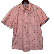 Camisa delantera tejida con botones de manga corta resistente a la intemperie para hombre XL rosa estampado de campamento segunda mano  Embacar hacia Mexico