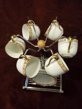 Noritake Japan Set of 5 Espresso Cups & Saucers with Metal Rack, used for sale  Shipping to South Africa