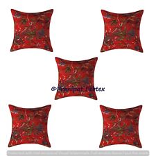 Conjunto de 5 fronhas quadradas de algodão com estampa de pássaro vermelho almofada Kantha, usado comprar usado  Enviando para Brazil
