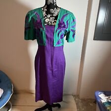 Vestido Pia Rucci tamanho 6 roxo e verde bordado floral linho, algodão maxi  comprar usado  Enviando para Brazil