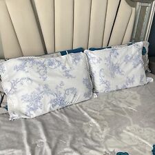Conjunto de 2 travesseiros queen 100% algodão azul e branco, usado comprar usado  Enviando para Brazil