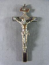 Pectoral cross Silver plated blackened wood, Crucifix height 4.5" religious cros for sale  Shipping to South Africa