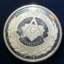 1789-1989 GRAND LODGE  CONNECTICUT 200th ANNIVERSARY MASONIC 999 TROY OZ SILVER, used for sale  Shipping to South Africa