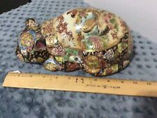 Vintage Japanese Royal Satsuma Moriage Porcelain Sleeping Cat Figurine D332, used for sale  Shipping to South Africa