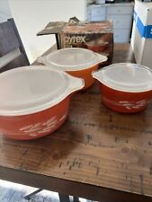Pyrex Autumn Harvest Wheat Vintage Casserole 3 One With Lid 473-B 474-B 475-B, used for sale  Shipping to South Africa