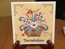 Tervetuloa 6” Trivet art by MD Larson Floral Basket Scandinavian myynnissä  Leverans till Finland
