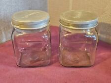 Pair of Vintage Easiwork Square Glass Storage Jars with Metal Screw Top Lids for sale  Shipping to South Africa