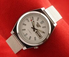 Relógio de pulso masculino vintage antigo Seiko 5 mostrador branco automático japonês funcionando., usado comprar usado  Enviando para Brazil