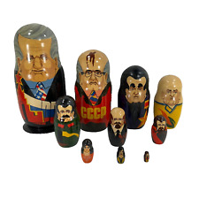 Conjunto de 10 bonecas de madeira pintada de matriosca líderes políticos russos, usado comprar usado  Enviando para Brazil