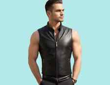 Men Waist Coat Classic Leather Real Soft Lambskin Slim Vest Coat Fit Party Wear for sale  Shipping to South Africa
