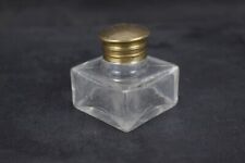 Vintage Cuadrado Transparente Grueso Cristal Botella con Latón Tapa Oficina Mesa, usado segunda mano  Embacar hacia Argentina