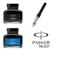 GENUINE PARKER QUINK FOUNTAIN INK BOTTLE  POT 30ml - BLUE BLACK , used for sale  Shipping to South Africa