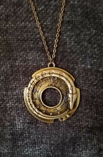 Antique Bronze Goldtone Ouroboros Norse Runes Pendant Necklace, Magic, Steampunk for sale  Shipping to South Africa