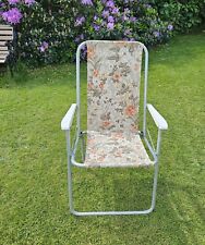 Vintage Camping Garden Chair Beige Floral Design Retro 1970s 1980s Folding for sale  Shipping to South Africa