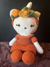 Muñeca de punto de ganchillo hecha a mano de 18"" Hello Kitty naranja y blanca segunda mano  Embacar hacia Argentina