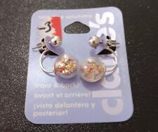 Used, Claire's Silver Tone Front Back Plastic Bead Filled Ball Earrings  for sale  Shipping to South Africa