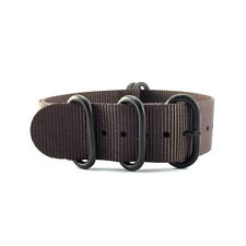 5-Ring Dark Brown Ballistic Nylon ZULU / G10 NATO Watch Strap (Black 20mm, 22mm), used for sale  Shipping to South Africa