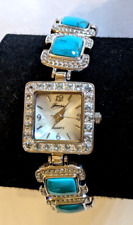 New Gems TV sterling silver, turquoise & blue topaz ladies watch with COA 48gms for sale  Shipping to South Africa