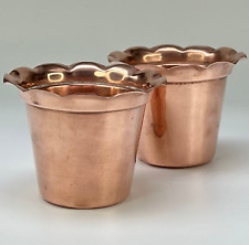 VINTAGE FRENCH COPPER PLANT POTS WITH FLUTED EDGE STAMPED L.LECELLIER, VILLEDIEU for sale  Shipping to South Africa