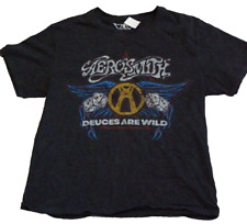Camiseta masculina gráfica Aerosmith Deuces Are Wild pequena preta sólida manga curta comprar usado  Enviando para Brazil