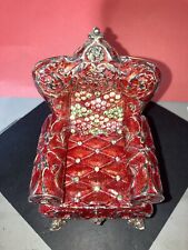 Cadeira trono Rucinni vermelha cravejada de cristal super limpa ornamentada elegante caixa de bugigangas comprar usado  Enviando para Brazil