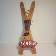 Esquís decorativos de madera vintage de 18 1/4 pulgadas con campanas Let It nieve invierno alpino segunda mano  Embacar hacia Argentina