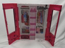 💥 2015 Mattel Barbie armário guarda-roupa rosa com alça estojo de transporte de plástico rígido , usado comprar usado  Enviando para Brazil