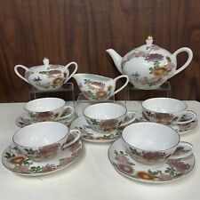 Fajita Kutani Porcelain Tea Set Japan SERVICE FOR 5 Pot Sugar Cream Cups Saucers for sale  Shipping to South Africa