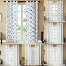 Topfinel 1PC Geometric Embroidery Voile Sheer Bedroom Curtain with Eyelet for sale  Shipping to South Africa