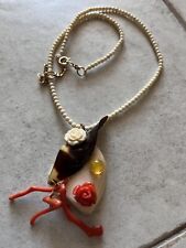 Antique necklace coral usato  Torino