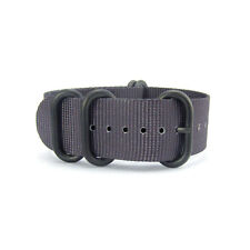 5-Ring Grey Ballistic Nylon ZULU / G10 NATO Watch Strap (Black PVD, 20mm, 22mm) for sale  Shipping to South Africa