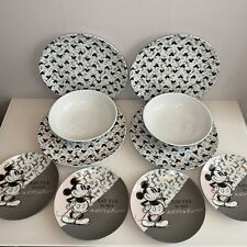 Disney Mickey Mouse 10 Piece Dinner Set Dinner Plates, Bowls Ceramic Black White for sale  Shipping to South Africa
