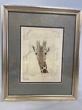 Framed Giraffe Color Sketch Drawing Print Limited Ed. Signed 236/350 Africa '96 for sale  Shipping to South Africa