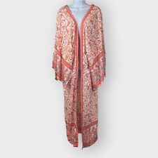 Kimono Duster Feminino Pink Lily | Grande | Maxi | Laranja | Floral | Mangas Divididas comprar usado  Enviando para Brazil