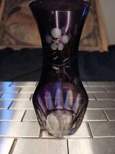 purple glass cut vase crystal for sale  Portland