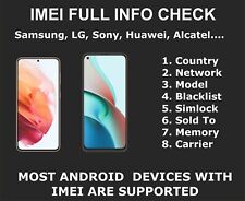 Android Full IMEI Check Service, Samsung, Sony, ZTE, LG, País, Operadora, Vendido comprar usado  Enviando para Brazil