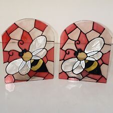 Used, Stained Glass Bumble Bee Tea Light Candle Holder Pair Set of 2 for sale  Shipping to South Africa