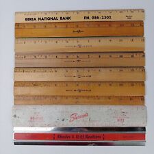 Lot of 9 Vtg Wooden & Metal Rulers Westcott Seneca Plain Advertising Berea Bank for sale  Shipping to South Africa