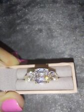 Diamonique 3 Stone Asscher Cut Ring. QVC for sale  BEDFORD
