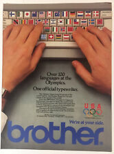 Máquina de escribir Brother banderas olímpicas 1988 anuncio estampado vintage 8x11 pulgadas decoración de pared segunda mano  Embacar hacia Argentina