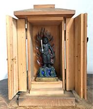 ACALA Fudo Myoo BUDDHA Wooden Statue with Zushi Box Japanese Antique MEIJI Era for sale  Shipping to Canada