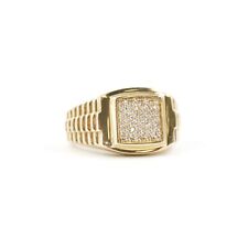 Men's 14K Yellow Gold Signet Ring with CZ Gemstones in Size 11 (6.5g) for sale  Shipping to South Africa