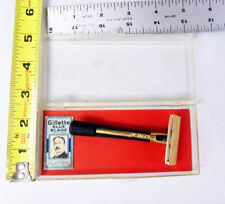 Vintage GEM gold razor shaving men gilette blue blade king manual black  for sale  Shipping to South Africa