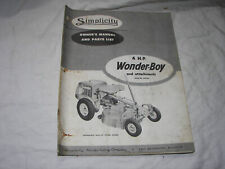 Simplicity Wonder Boy 4 h.p Riding Lawn Mower & Implements Owner & Parts Manual for sale  Shipping to South Africa