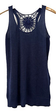 NEW LOOK. DARK BLUE SPARKLE FINE KNIT & CROCHET LACE AT BACK PARTY TOP.  SIZE 16 for sale  Shipping to South Africa