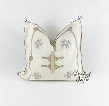 Moroccan Handmade Cactus Silk Pillow Cover In White, Sabra Pillow 20x20 inch for sale  Shipping to South Africa